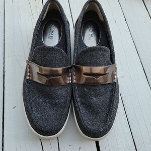 Michael Kors Women's Grey Flannel Shoes Slip-on Loafers Sz 9 Very Good Condition